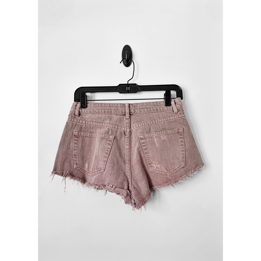 1 left - Mauve Denim Distressed Studded Shorts - Picture 7 of 8
